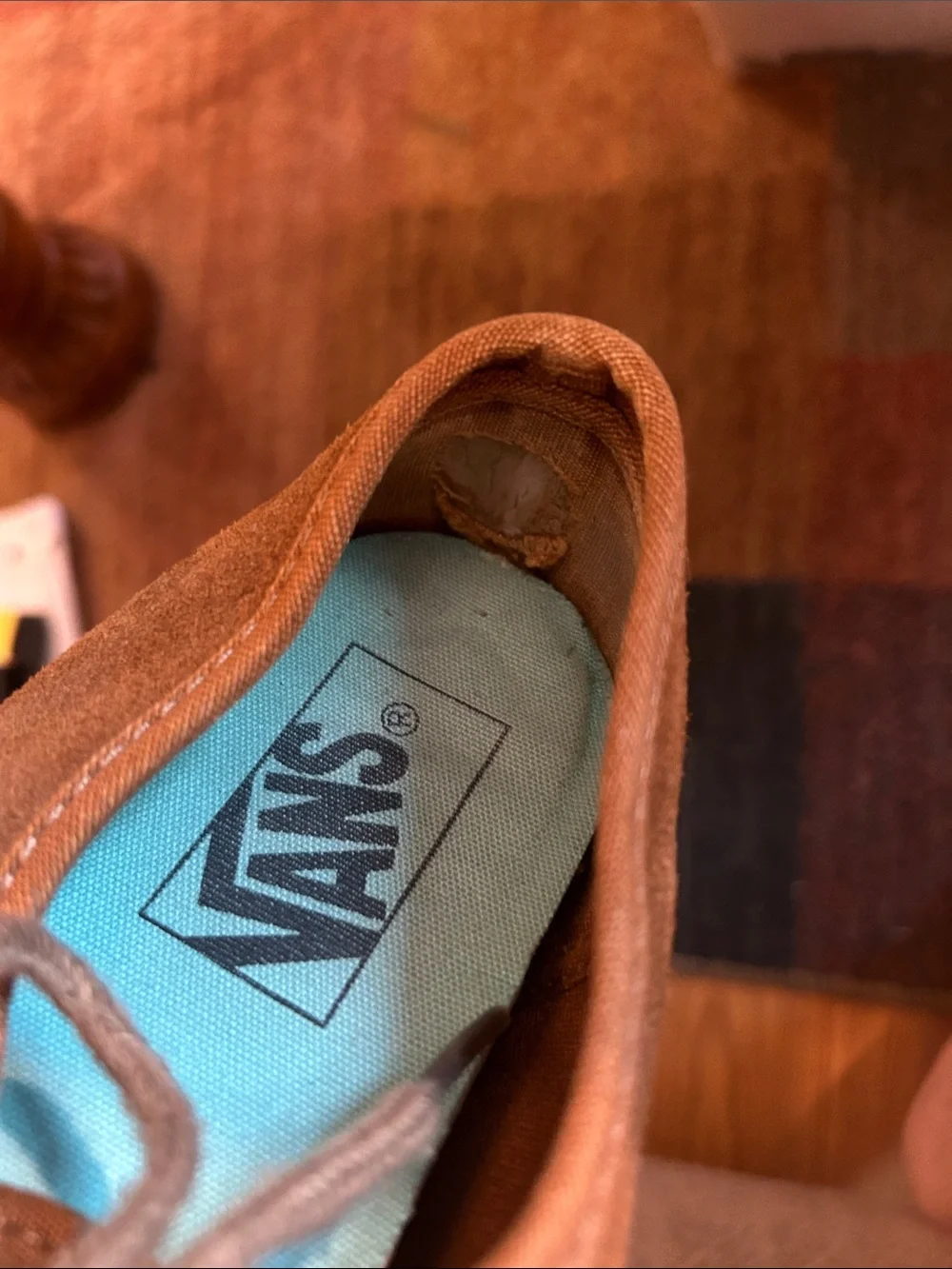 VANS BROWN SUEDE M(8.5) W(10) UNISEX COLORFUL BEADS THREADED ON LACES SNEAKERS